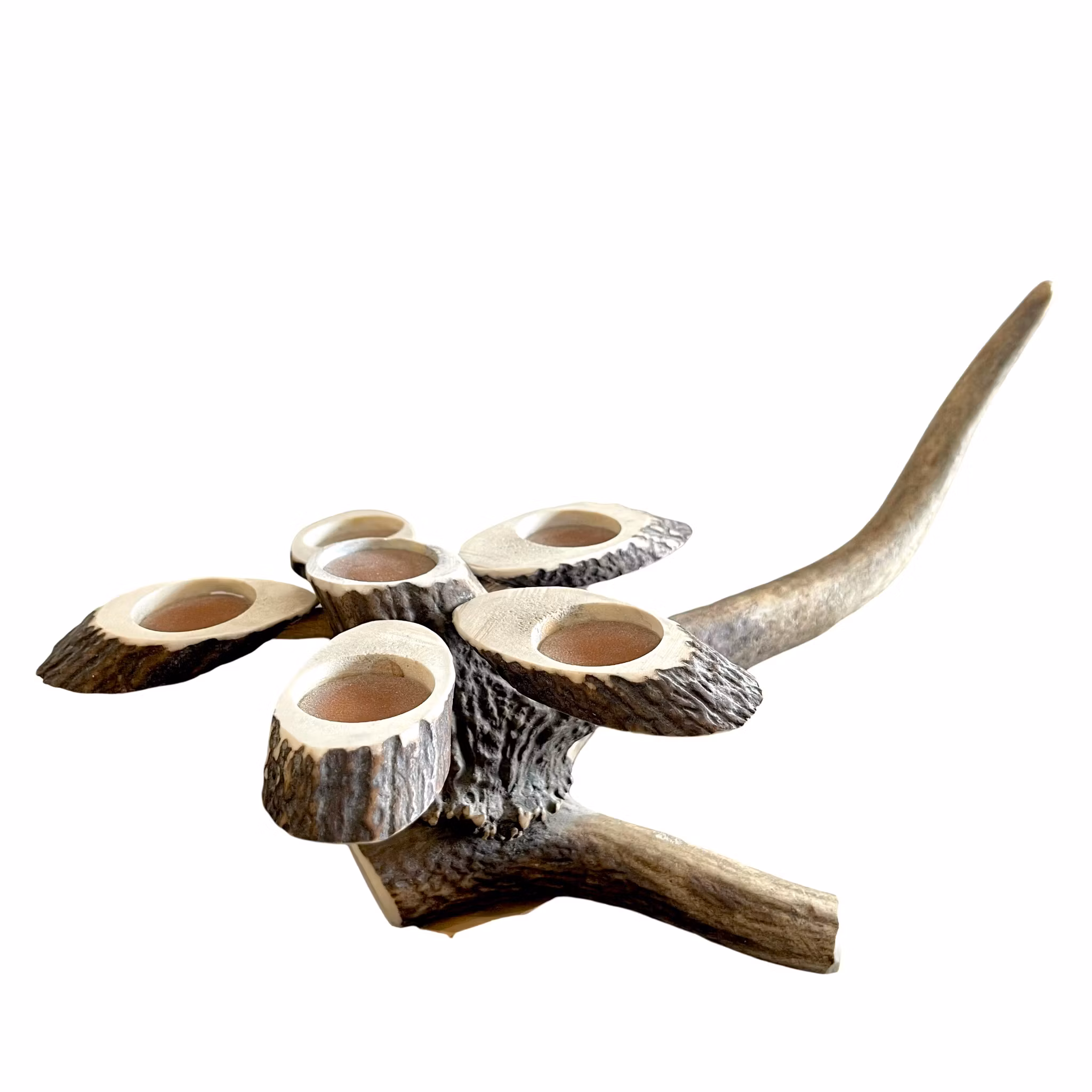 Ljusstake för 6 ljus - handarbete i renhorn - Spoldzielnia Rzemieslnicza Reflex, Polen