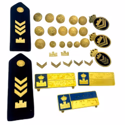 Correctionele service-epauletten, schouderrevers en knopen en muisbadge