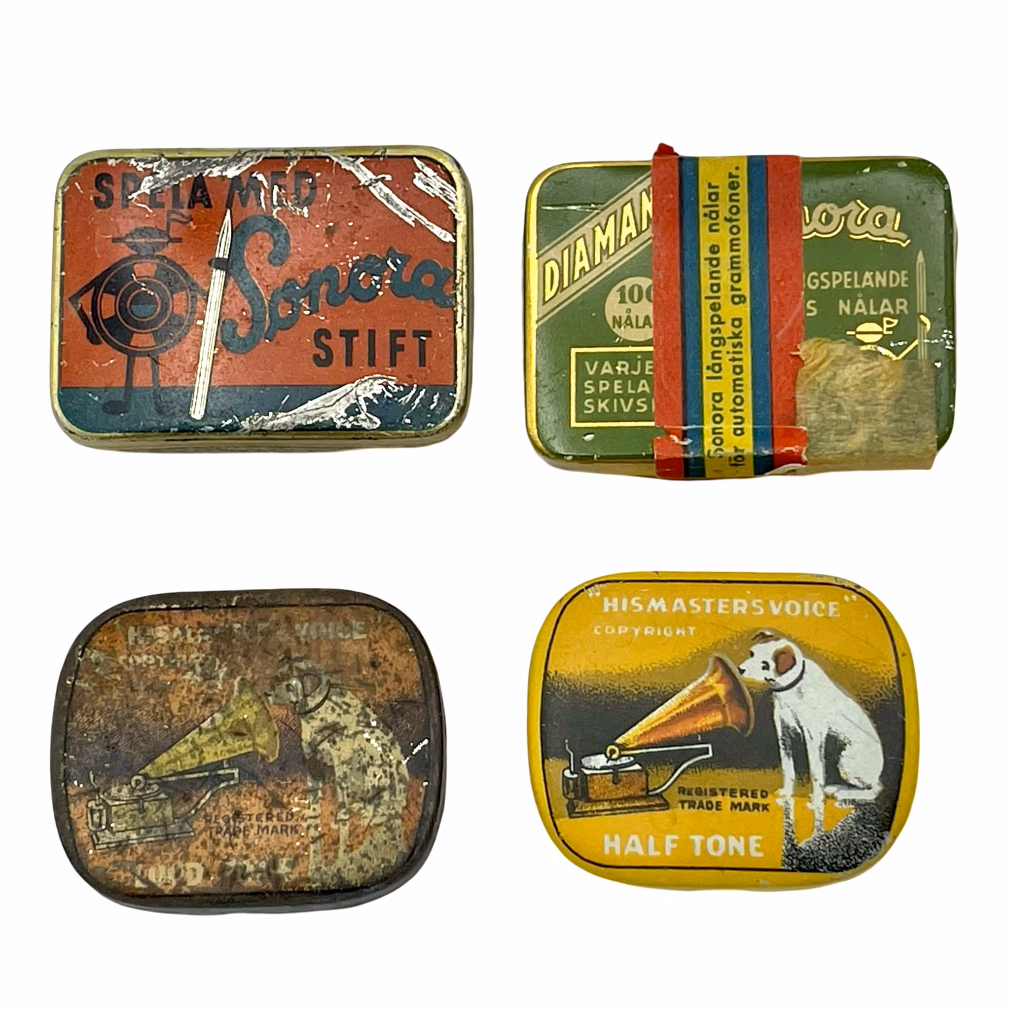 Grammophonnadeln in Originalverpackung von His Master's Voice & Sonora Pins