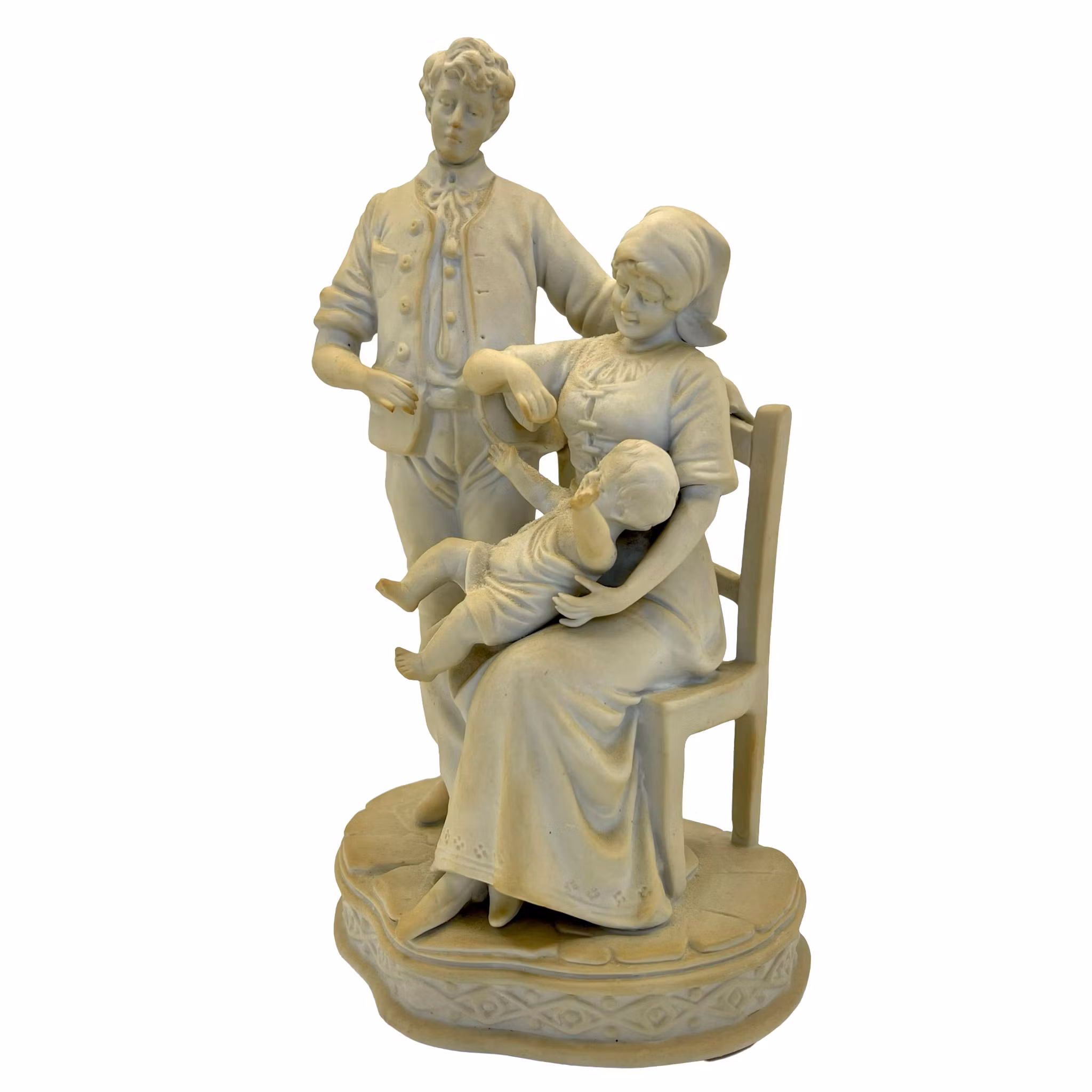 Sculpture, porcelaine, Mère avec son bébé dans les bras et son mari, fin du XIXe siècle