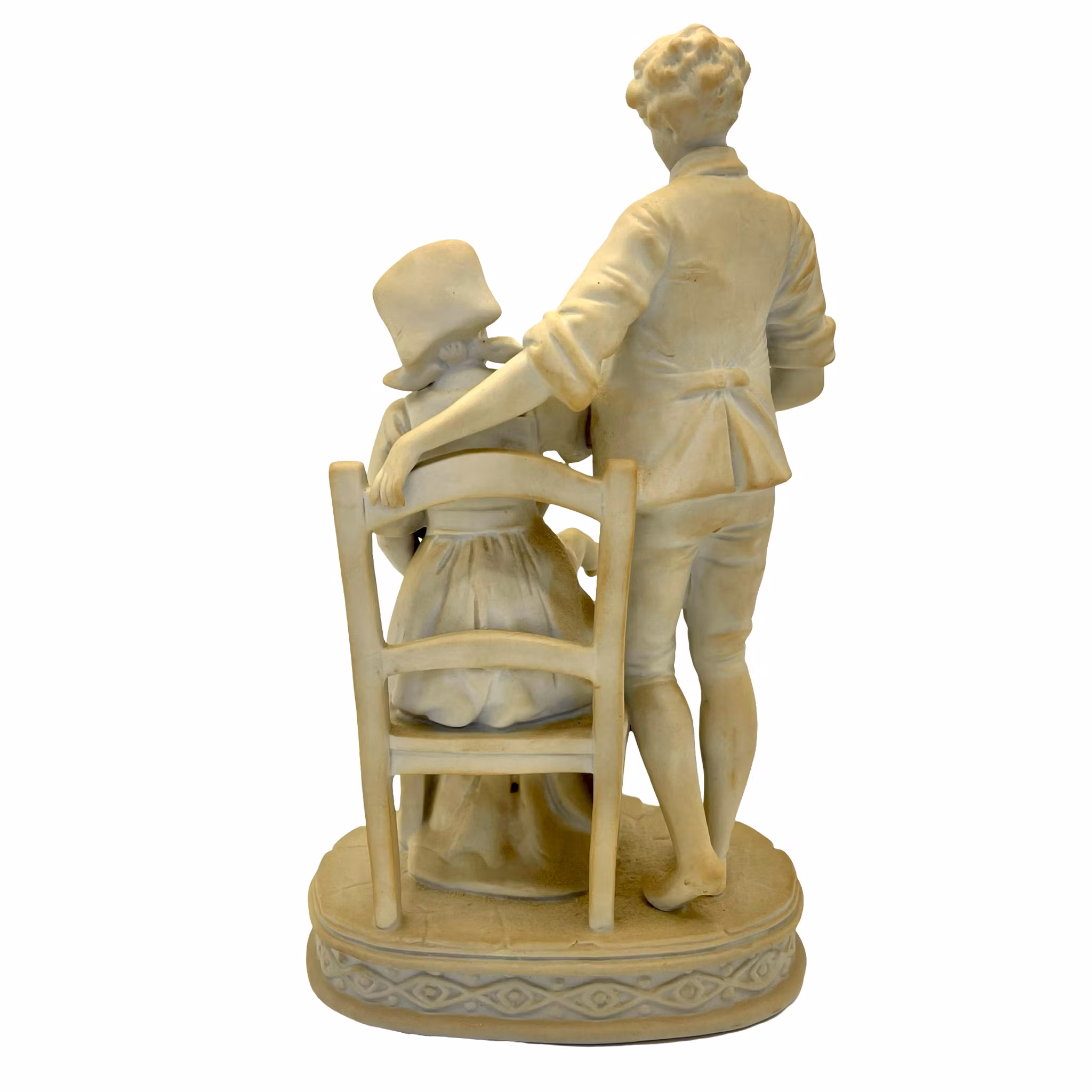Sculpture, porcelaine, Mère avec son bébé dans les bras et son mari, fin du XIXe siècle