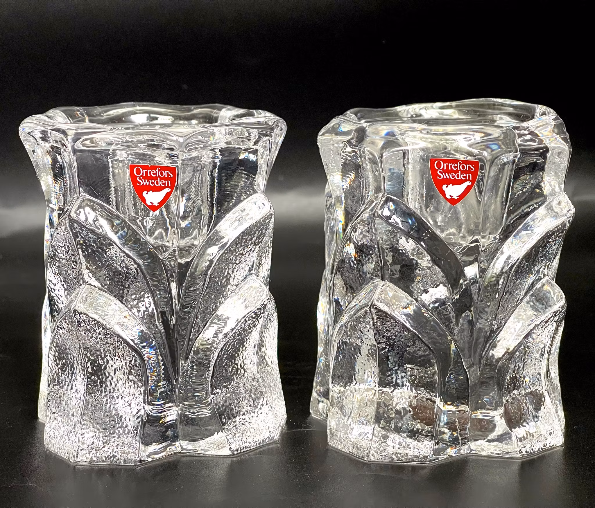 Ljusstakar, ett par, Orrefors, Signerad