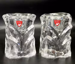 Kynttilänjalat, pari, Orrefors, Signeerattu