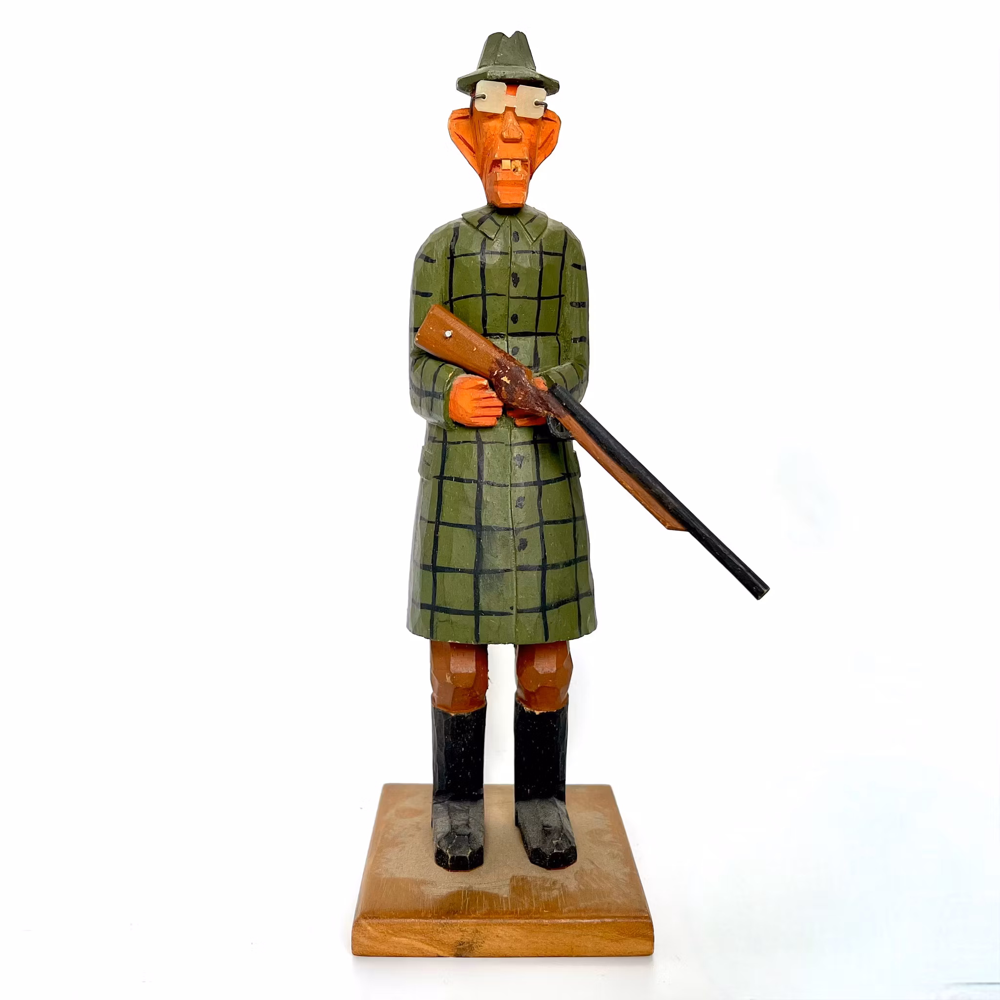 Wooden man Wooden sculpture, Gustav V on a hunt