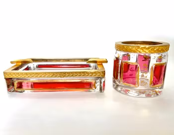 Steiner & Vogel askkopp med skål 24k guld dekor