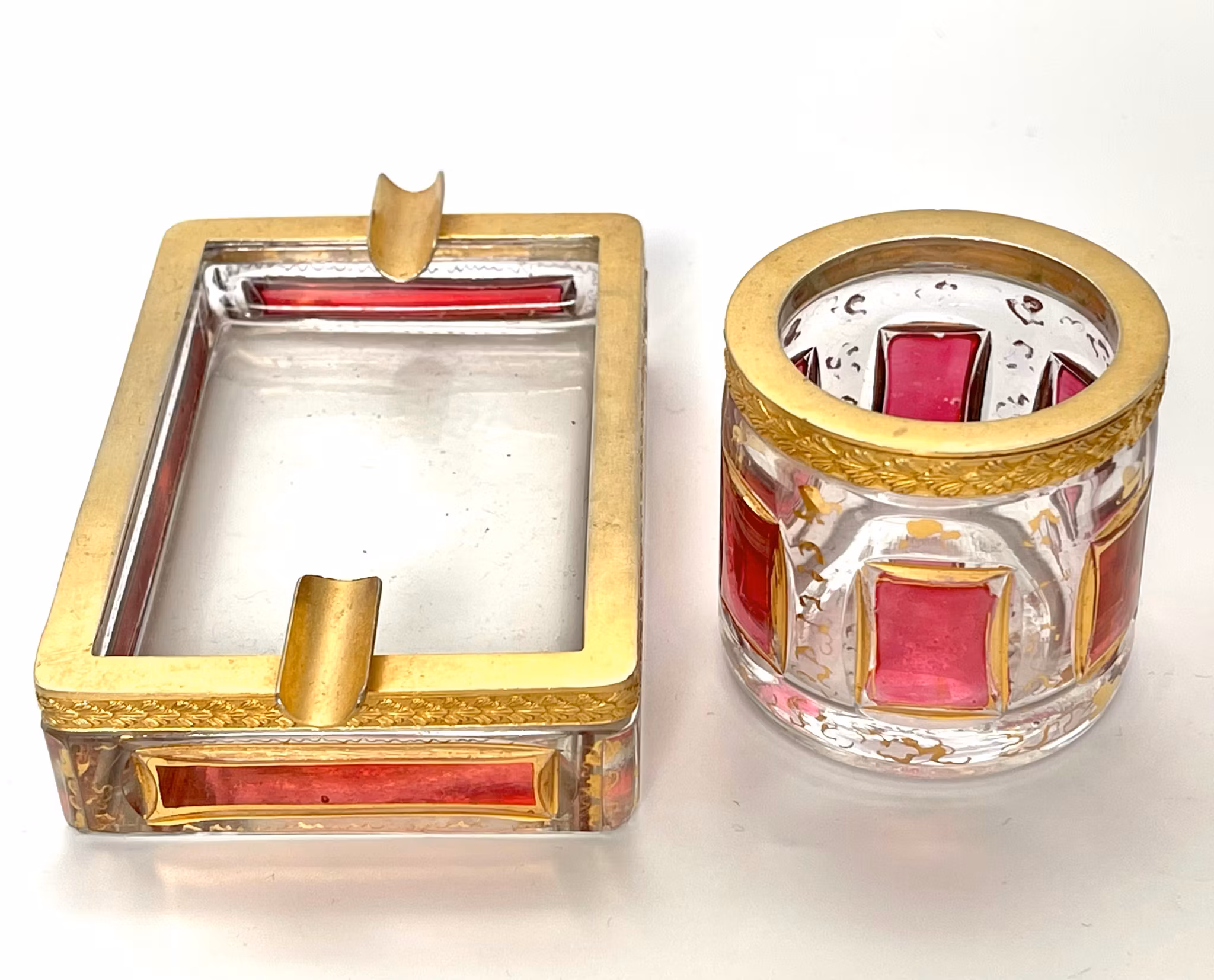 Steiner & Vogel askkopp med skål 24k guld dekor