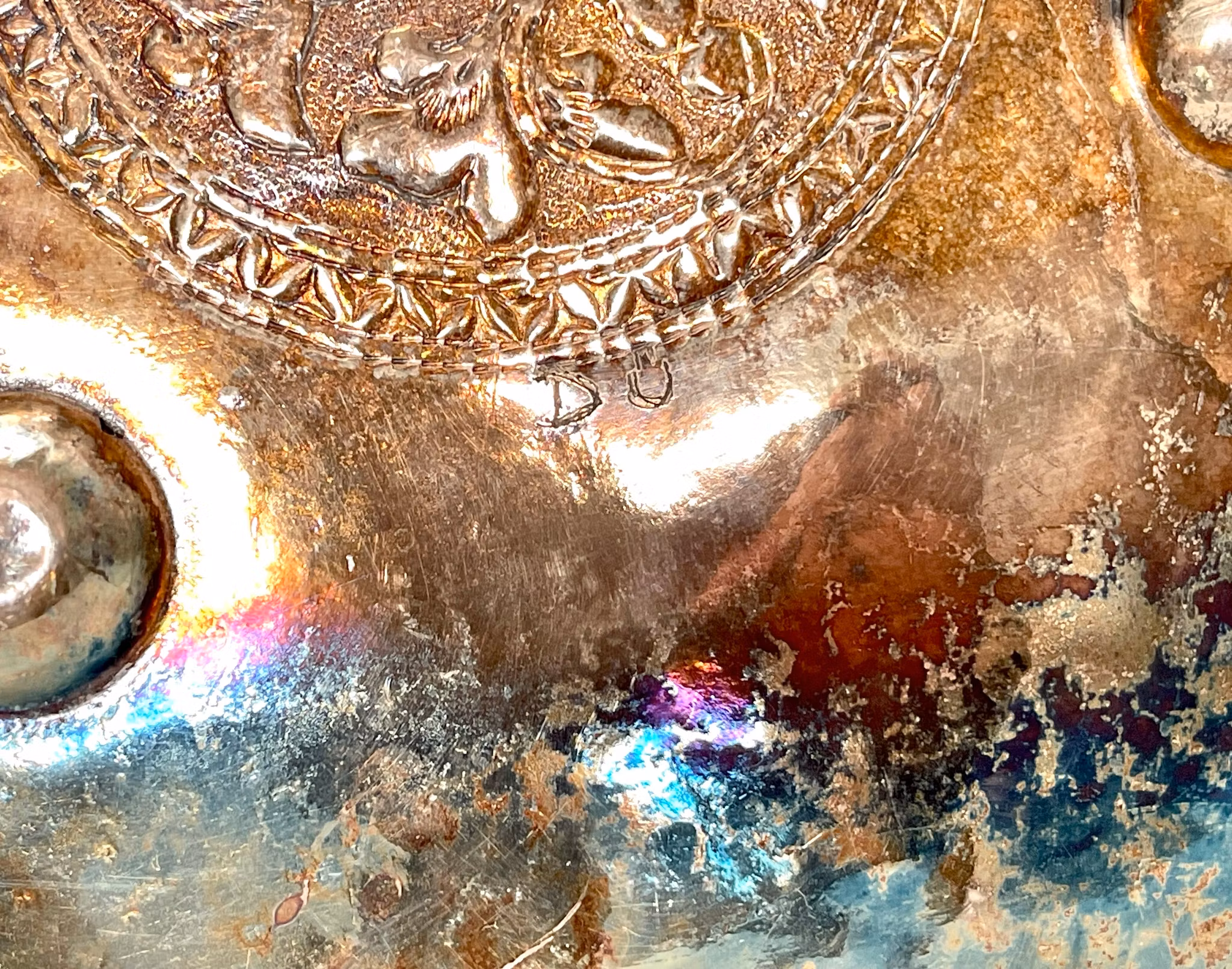 Antik äkta silver skål 1700-talet, 32 cm