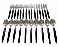 Bestick i rostfritt stål och bakelit, 25-delar