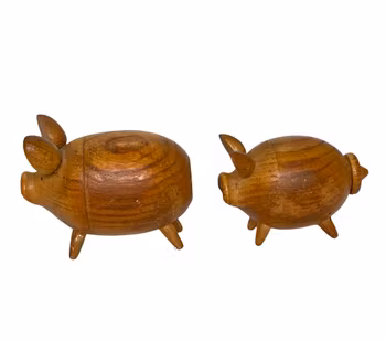 Vintage, Salt och peppar, gris shakers i trä