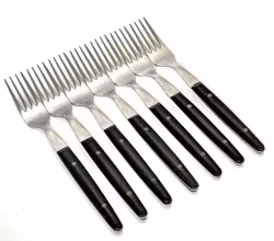 7 st, Gafflar i rostfritt med svart handtag
