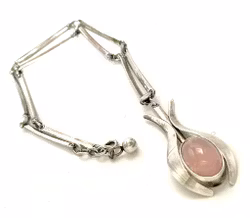 Vintage DGH Sterling örhängen och sterling halsband med hänge, Rosen kvarts
