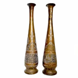 Ein Paar Vasen - Damaskus Werke aus Messing, Kupfer und Zinn, Damaskus, frühes 19. Jahrhundert