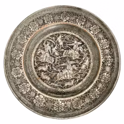 Orientalisk Hamrad dekor, koppar fat, 1700-tal, signerad