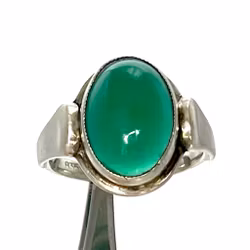 Ring 835 silver grön sten, 60-tal