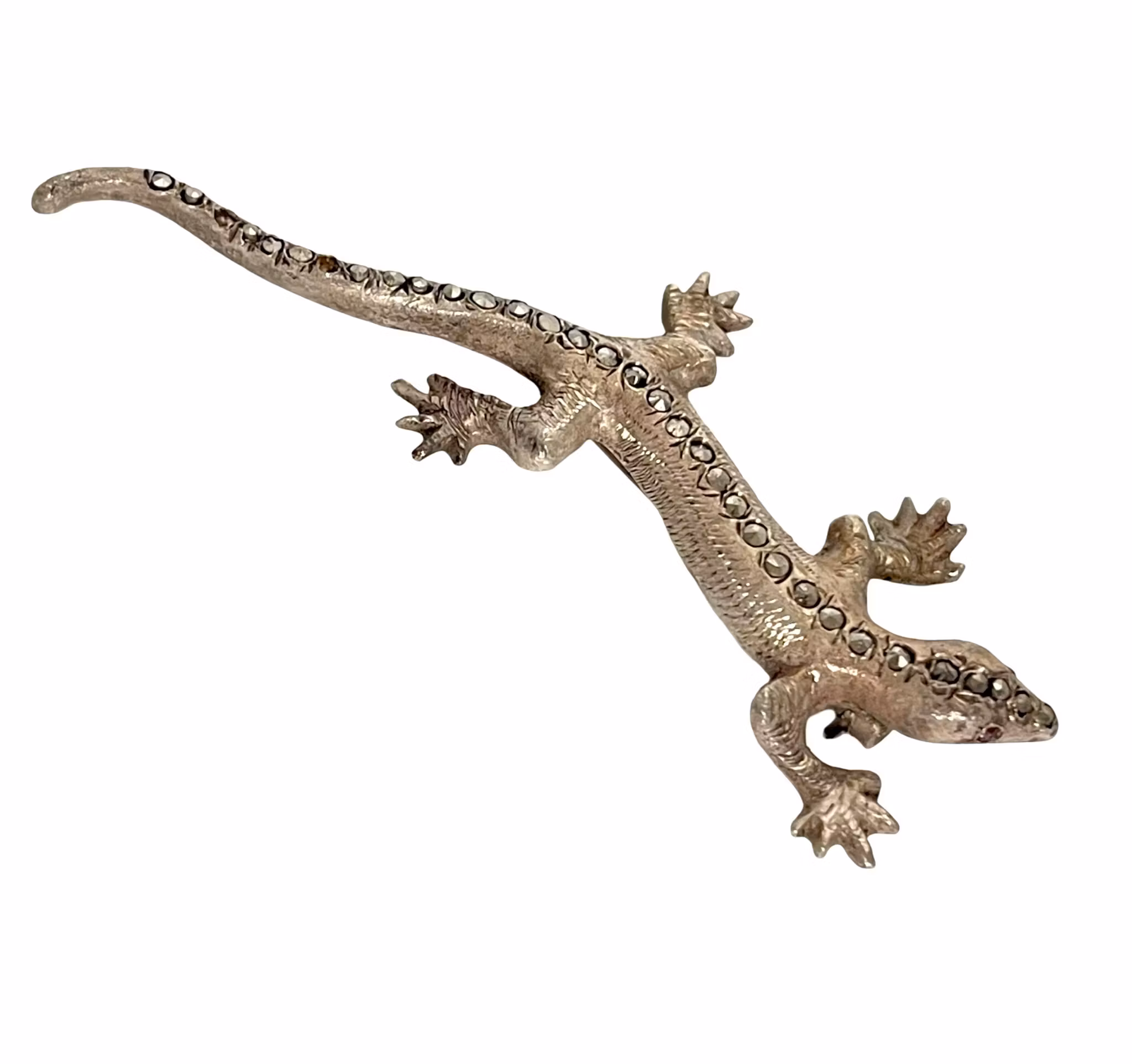 Antik salamanderbroche, firben, sølv 830