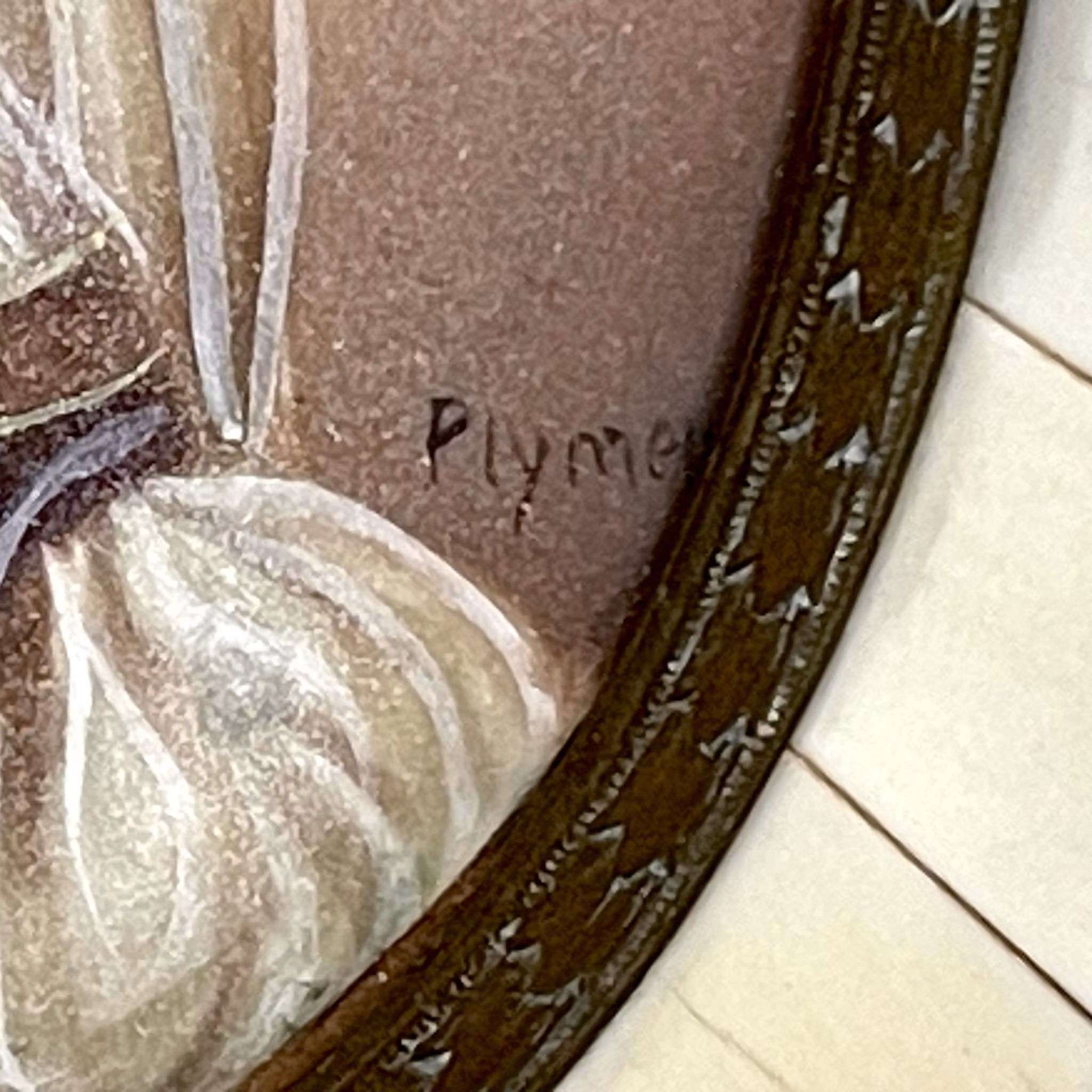 Antik målad Miniatyrtavla, ben, signerad