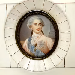 Antikkmalt Miniatyrmaleri, bein, signert