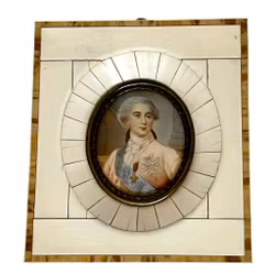 Antikkmalt Miniatyrmaleri, bein, signert