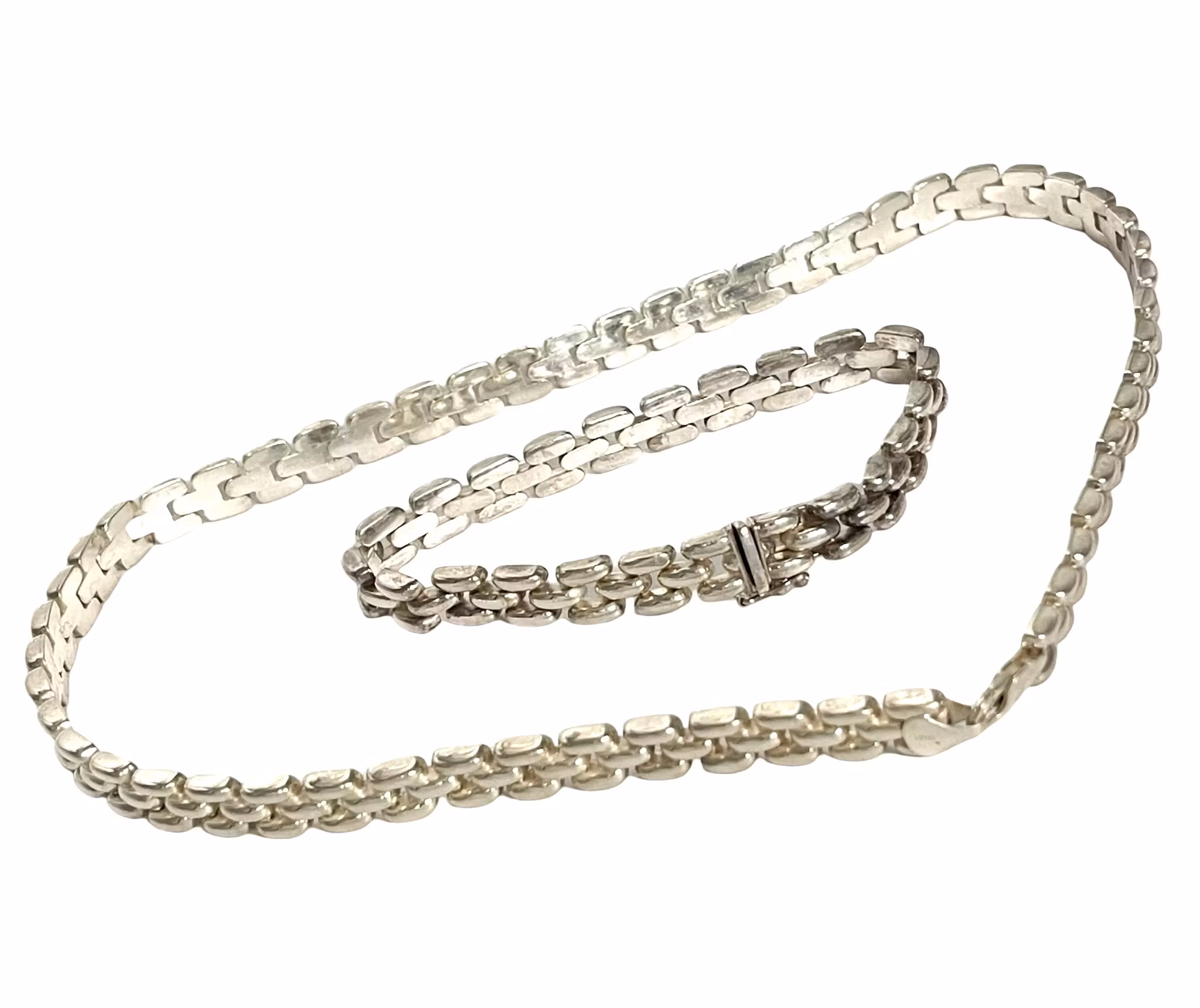 Halsband med Armband silver 925 tre rader, Italy