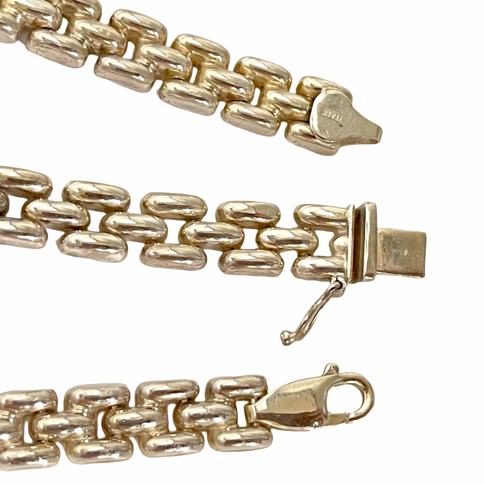 Halsband med Armband silver 925 tre rader, Italy