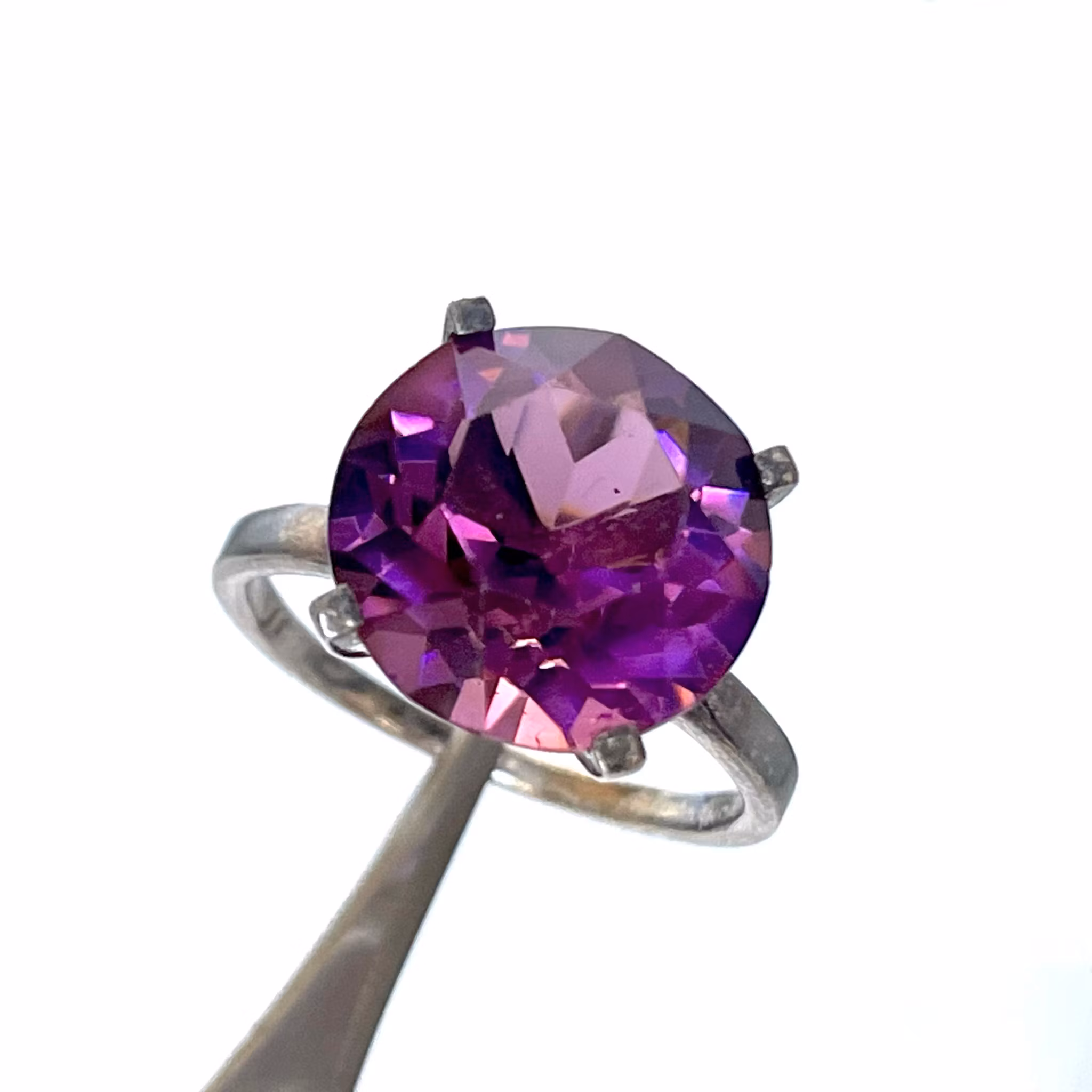 RING, HSG 925 sterling silver, purple stone