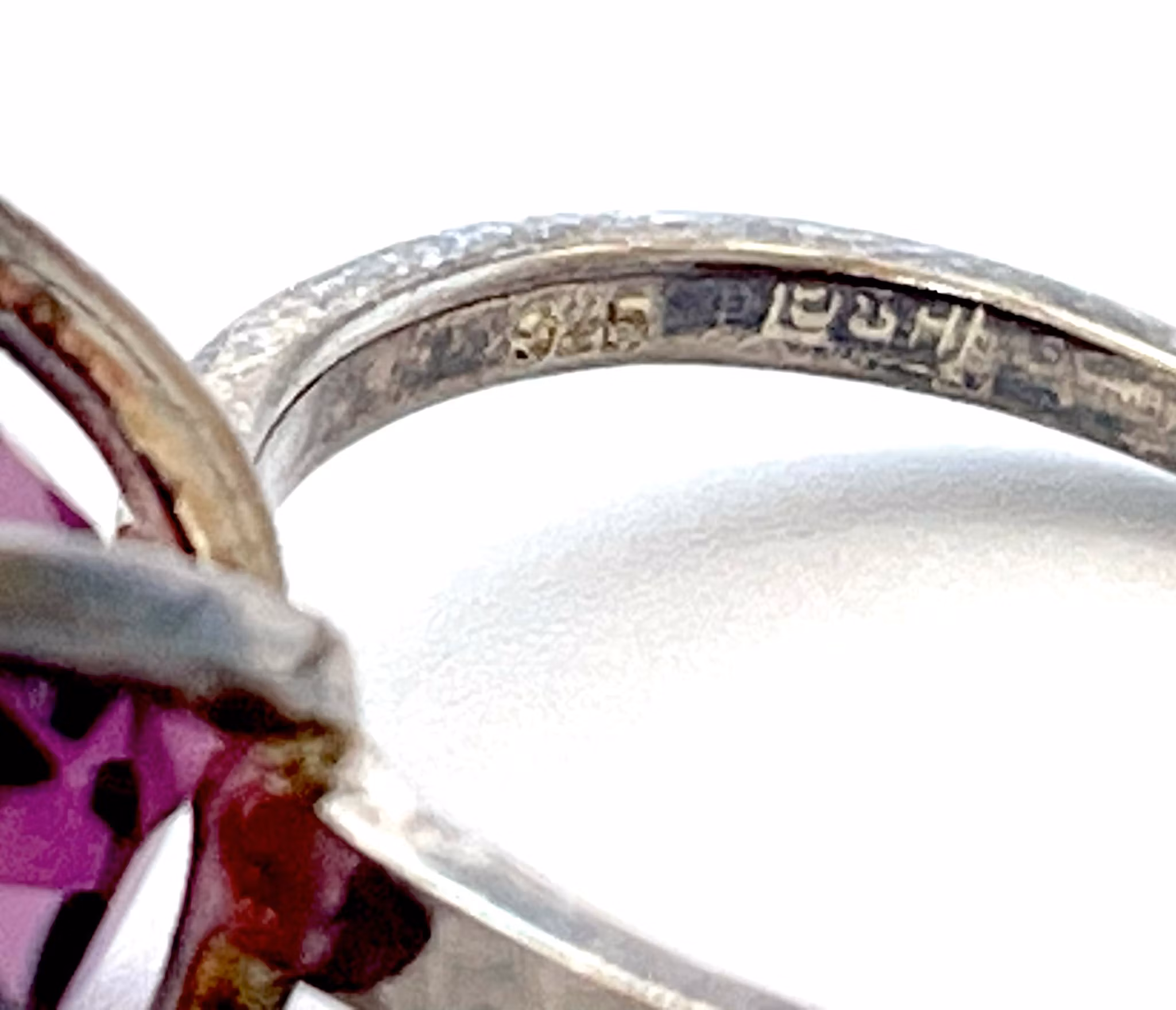 RING, HSG 925 sterling silver, purple stone