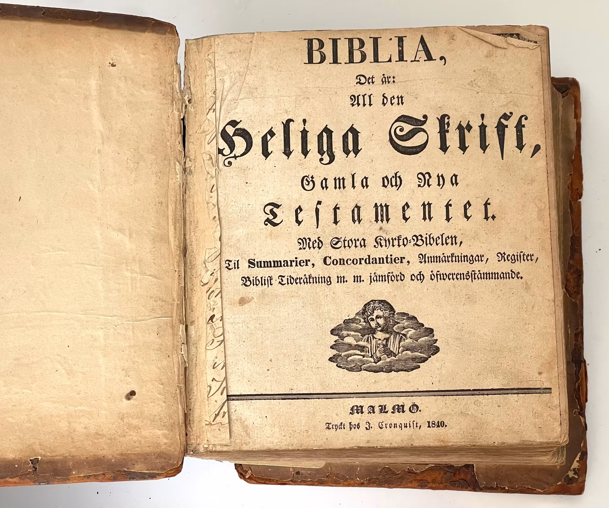 Biblia, Las Sagradas Escrituras, impresa en Malmö 1840