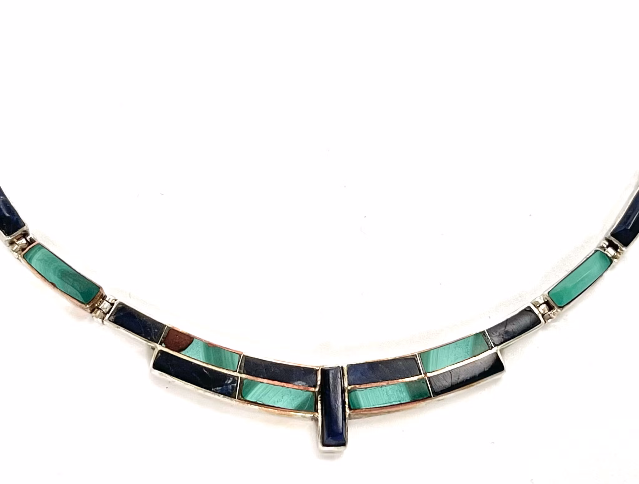 Halsband, Mexikanskt silver 950 och Malakit med lapis lazuli