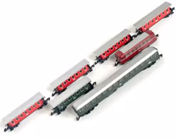 Märklin Z Mini-Club, 7 st Modell tågvagnar inkl. DB rälsbuss sidvagn 998 604-3