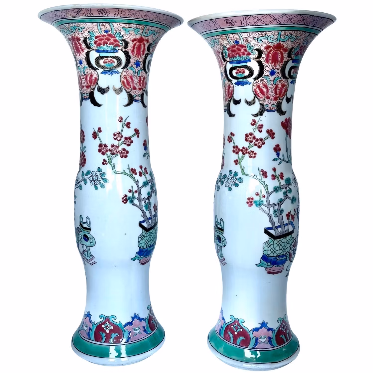 2 Stück, chinesische Porzellanvasen, Qing-Dynastie 1644-1912