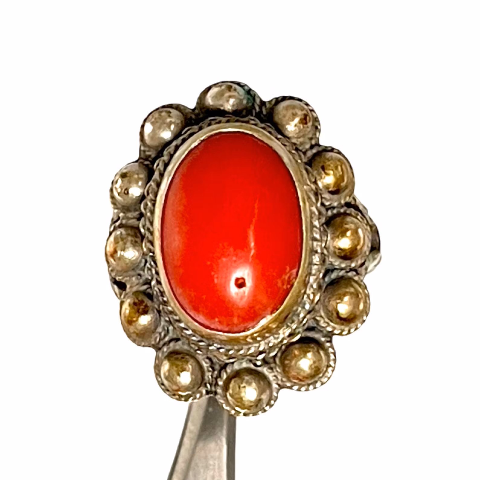 Antik korall silverring