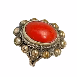 Antique coral silver ring