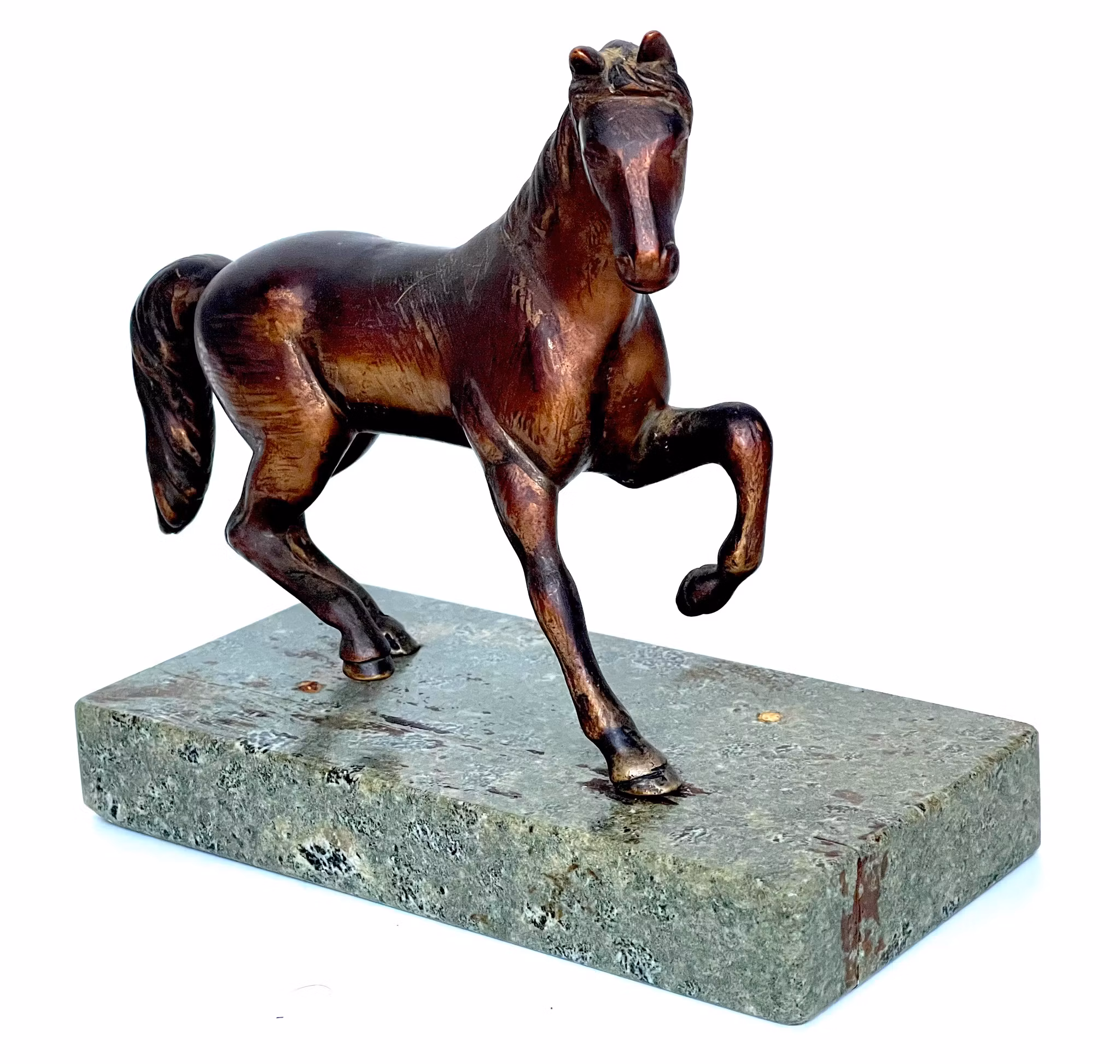 Häst Brons skulptur på marmorsockel, 1700-talet