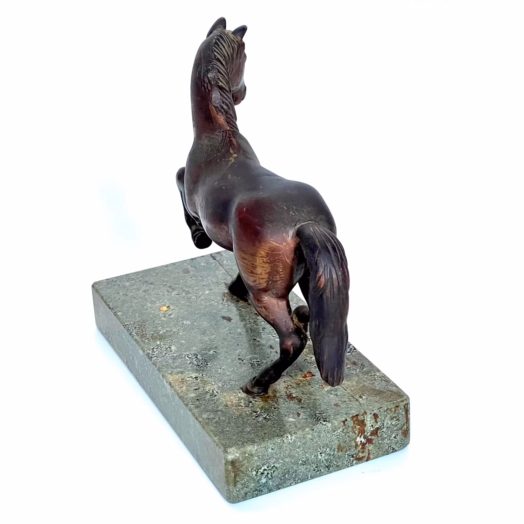 Häst Brons skulptur på marmorsockel, 1700-talet