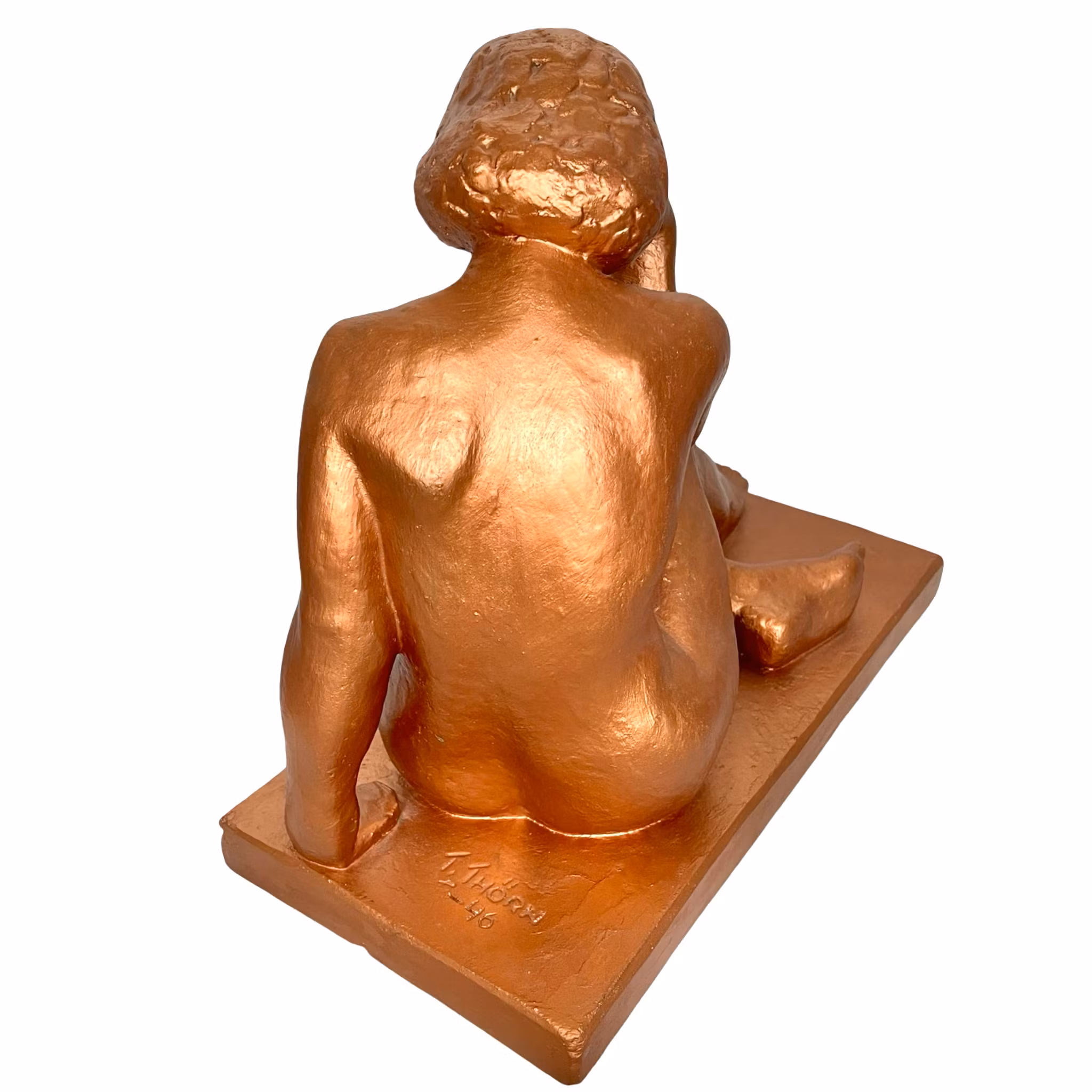 Thure Thörn (Sverige, 1918-2005) Skulptur, gips, Sittande kvinna, signerad T Thörn, daterad -46