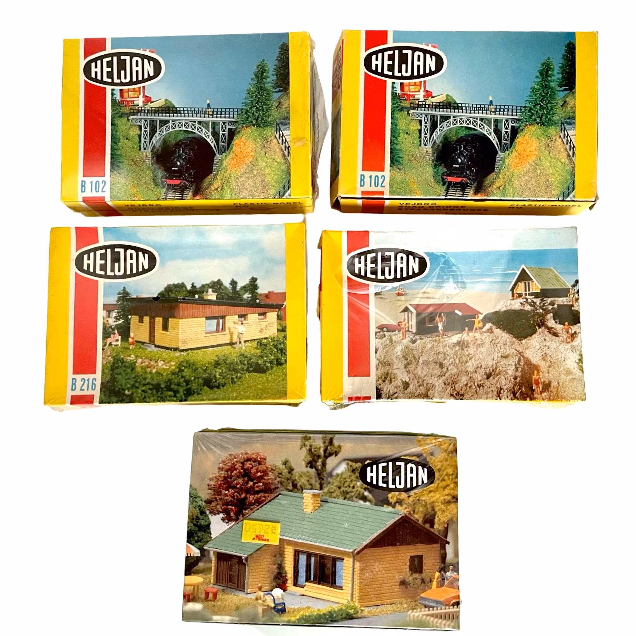 5 stk, Heljan HO 1772, B350, B216, 2x B102