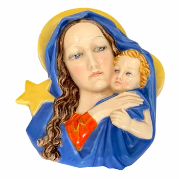 Vintage väggrelief ansikte Madonna jugend art deco Wien Keramos