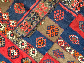 Antik Orientalisk matta, kelim, Ull och ört färgämne, ca 230x160 cm