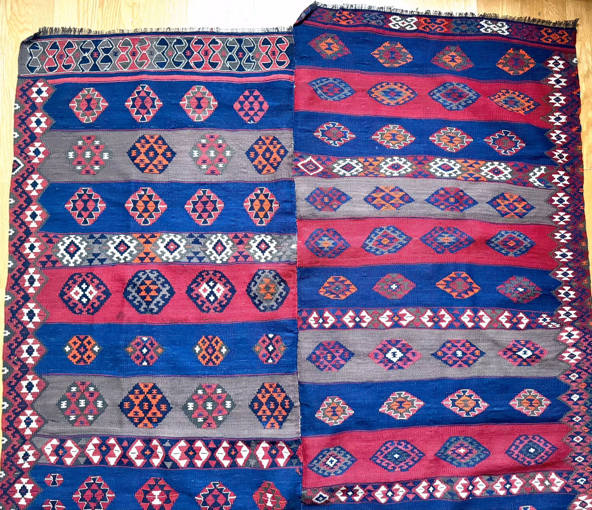 Antiker Orientteppich, Kelim, Wolle und Kräuterfarbe, ca. 230x160 cm