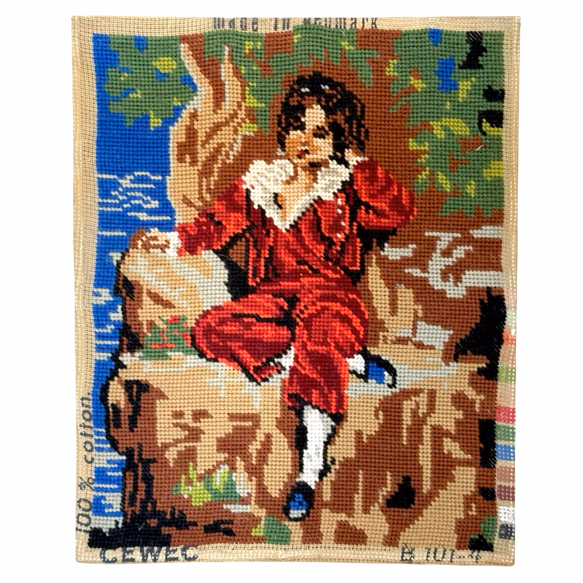 The Red Boy Master Lambton Dipinto ricamato a mano con cornice color oro, firmato