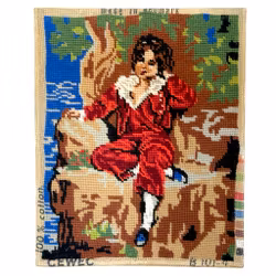 The Red Boy Master Lambton Dipinto ricamato a mano con cornice color oro, firmato
