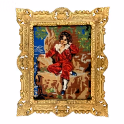 The Red Boy Master Lambton Dipinto ricamato a mano con cornice color oro, firmato