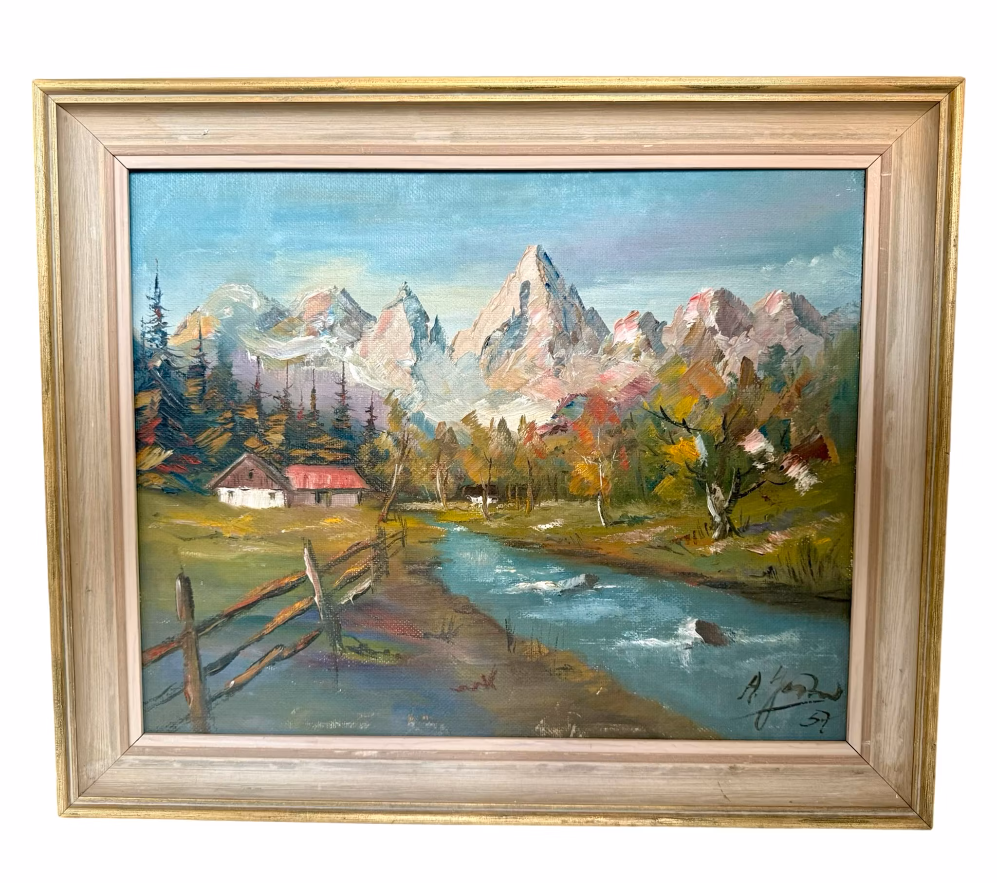 Oidentifierad konstnär, Olja på pannå, Signerad -57