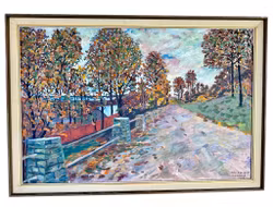 Karl Dahlqvist. Huskvarna, olja på pannå, signerad och daterad 1942