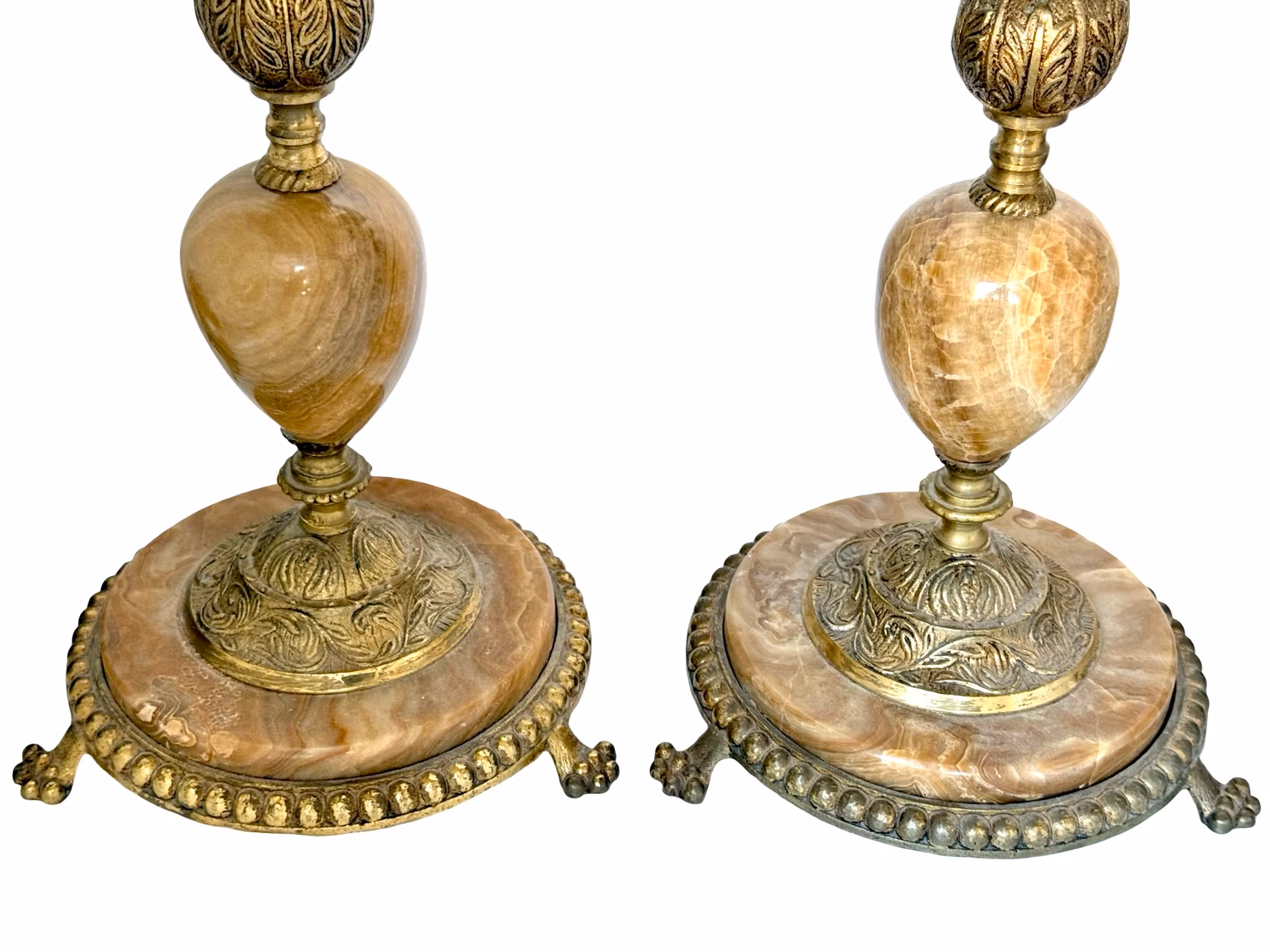 Eldre bordlamper, et par, messing og marmor