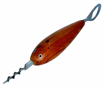 Figurin korkskruv och flasköppnare i teak, Danmark