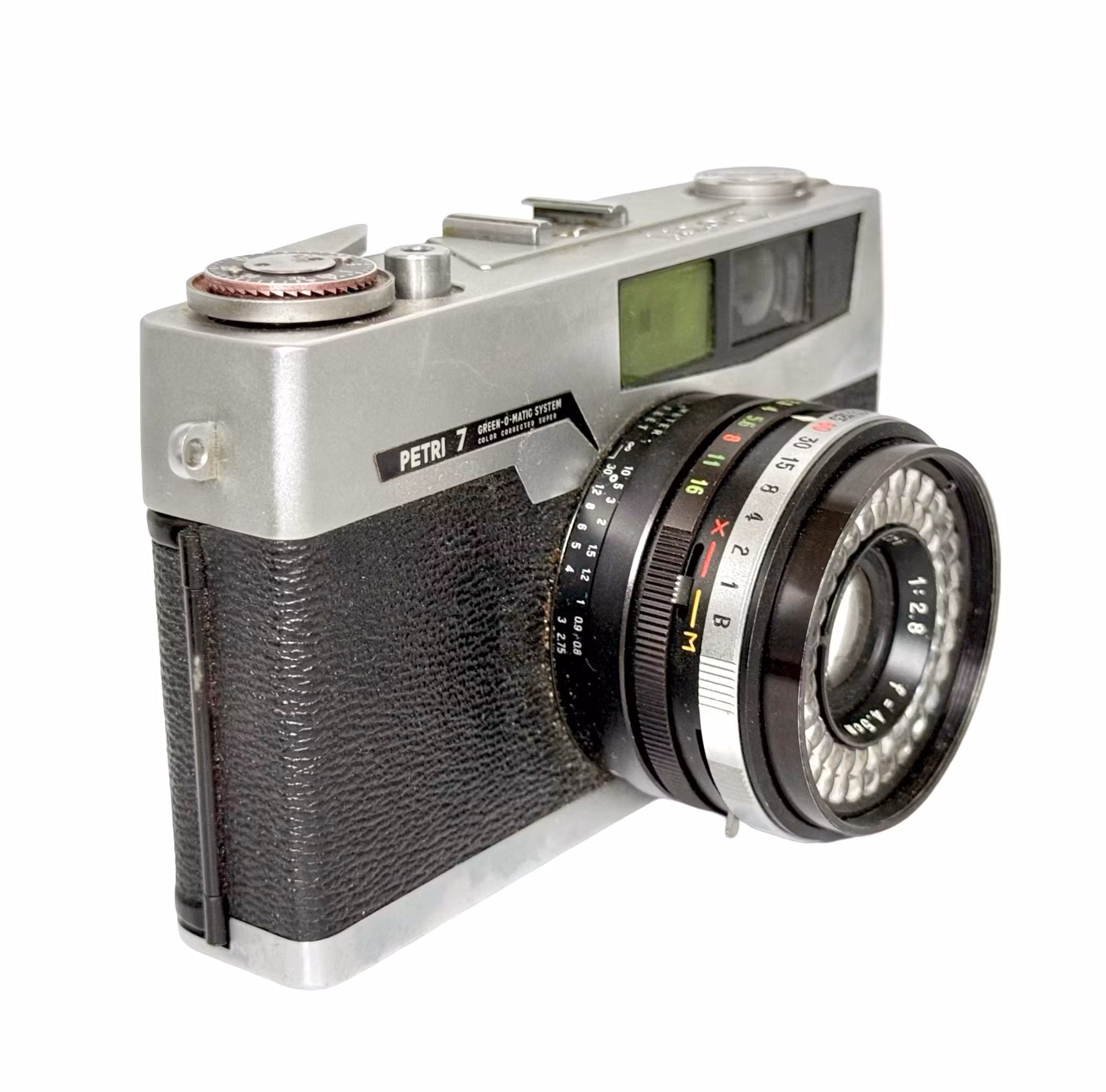 Petri 7 Green-O-Matic -järjestelmäkamera lisävarusteineen
