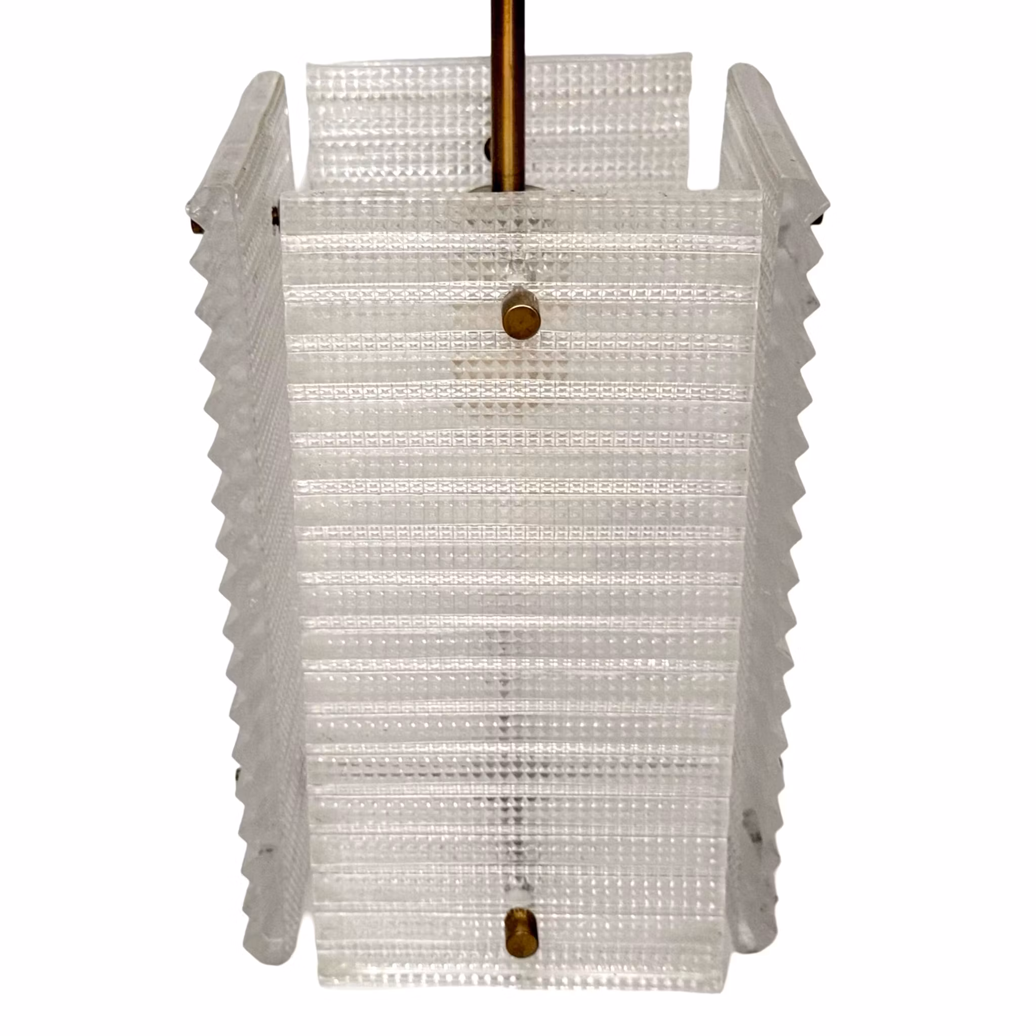 CARL FAGERLUND. Taklampa, glas och mässing, Orrefors, 1900-talets mitt.