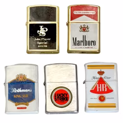 Vintage tändare, Marlboro, John Player, Rothmans, Lucky strike, HB