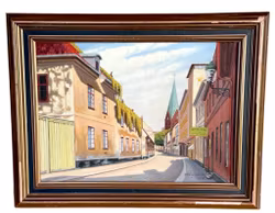 Otto E. Ljungqvist, Dipinto ad olio su tela, Chiesa di San Pietro a Malmö, firmato